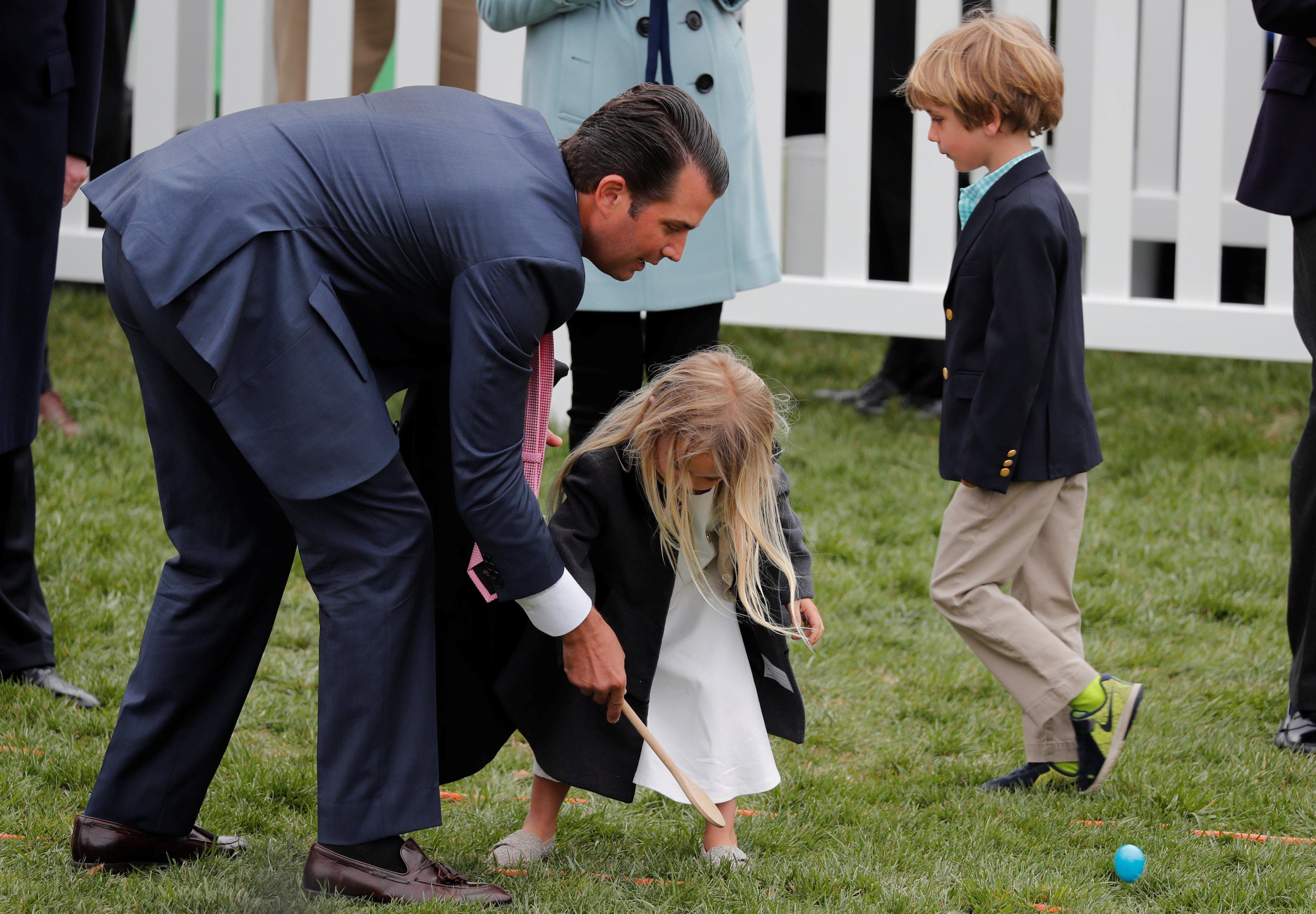 Donald Trump Jr helps his daughter Chloe roll an egg during the annual White House ...3500 x 2430