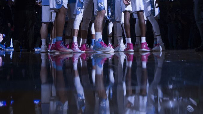 unc men's basketball pink shoes