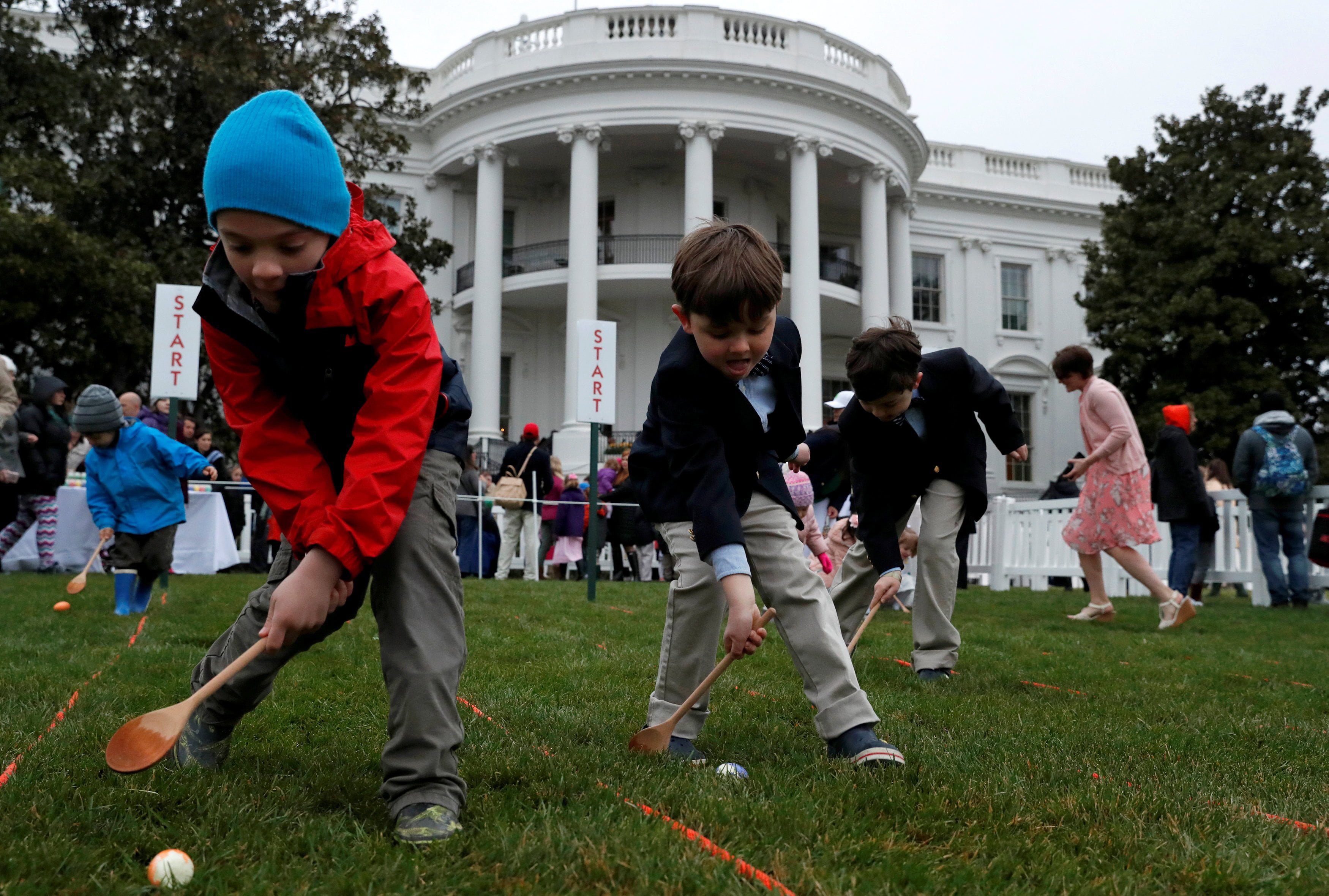 People participate in the annual White House Easter Egg Roll on the