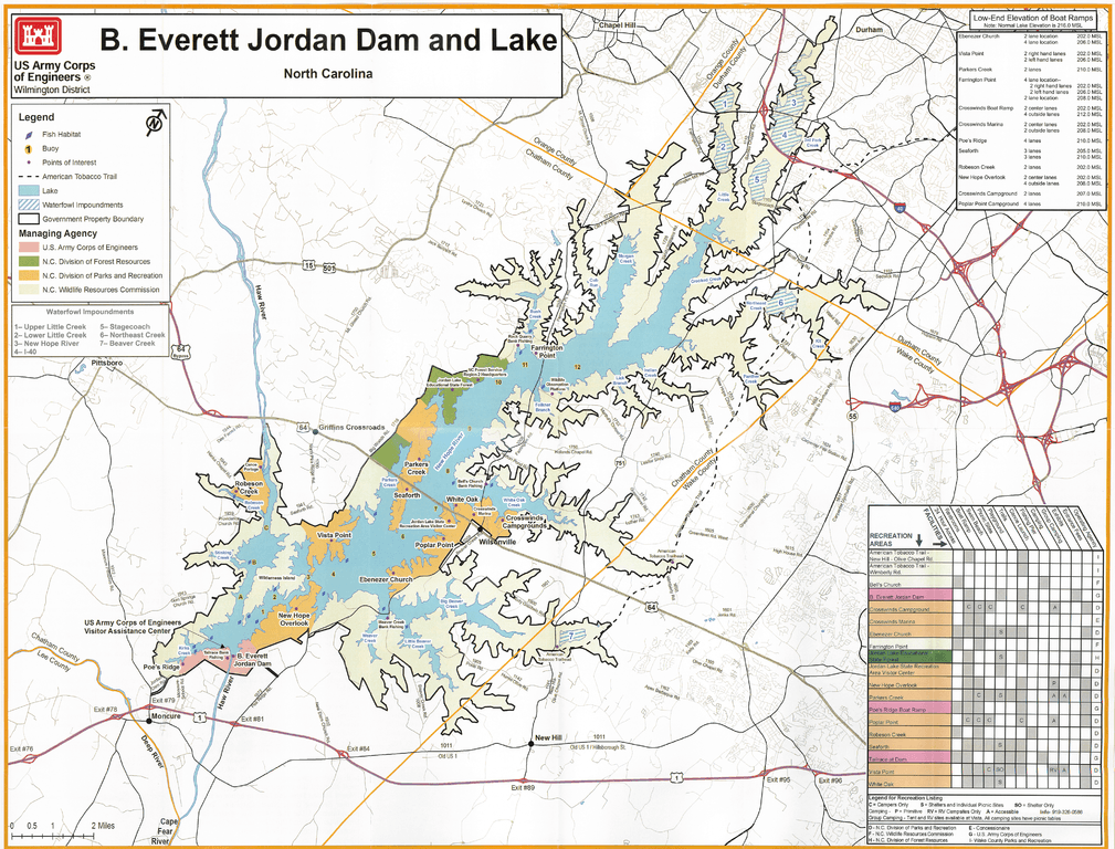 1009px B. Everett Jordan Lake Map 