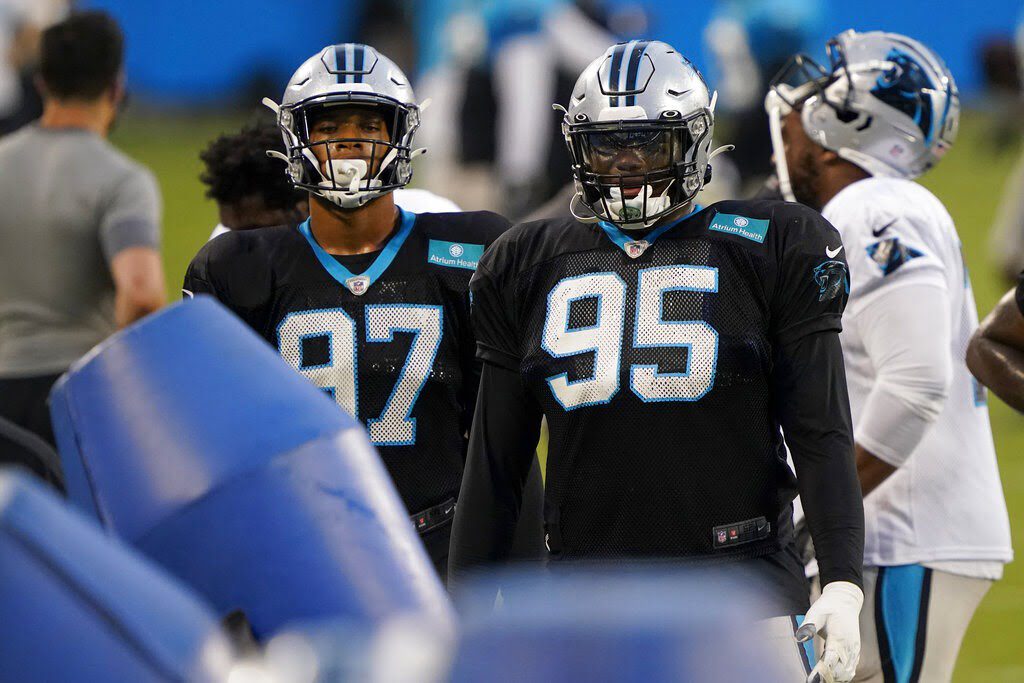 Carolina Panthers defensive end Yetur Gross-Matos (97) on defense