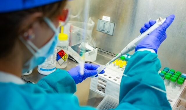 MAKO Medical team members processing testing samples in the Henderson, NC laboratory. (FILE)