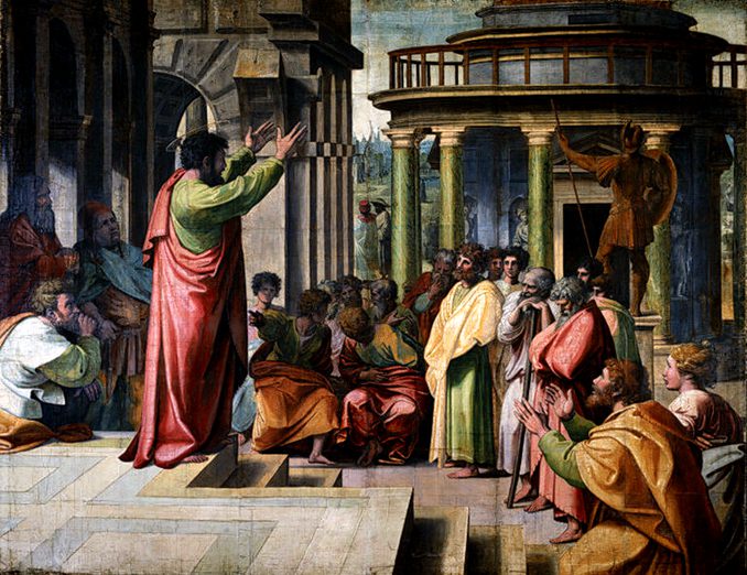 A2 V&A_-_Raphael,_St_Paul_Preaching_in_Athens_(1515)