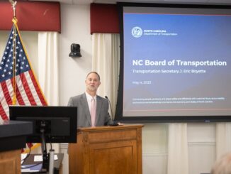 Transportation Secretary Eric Boyette speaks at a monthly N.C. Department of Transportation Board meeting in Raleigh. Photo via NCDOT
