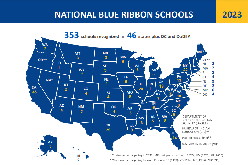 2023 National Blue Ribbon Schools Map_ U.S. Dept. of Education The