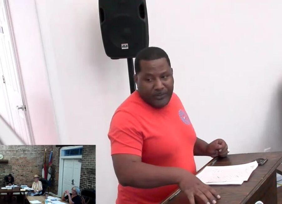 QOL ENC's Cedrick Wilkins speaks to the Plymouth Town Council on July 14, 2025.